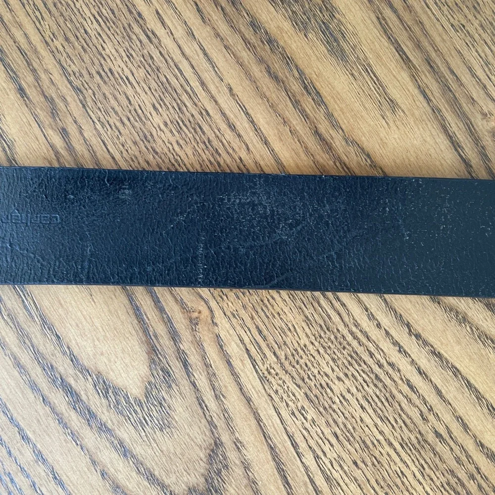 Carhartt Mens Black Leather Belt Silver Tone‎ Buckle Size 34 Workwear
